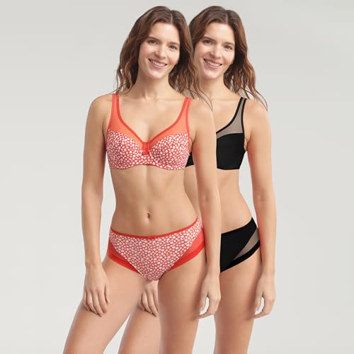 DIM Generous Classic slip donna x2 margherite nero microfibra S