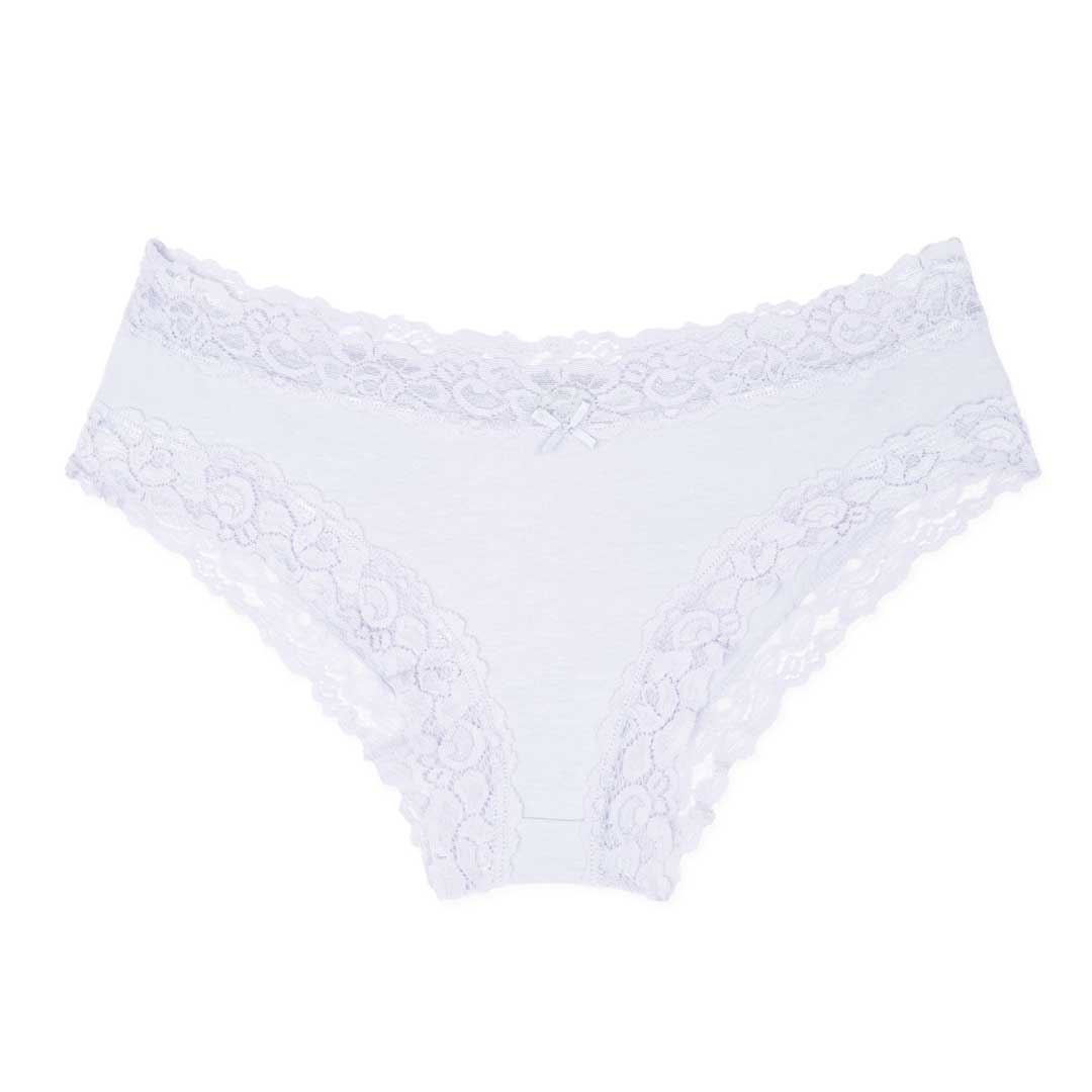 René Rofé Cotton Lace Hipster mutanda pizzo bianco cotonoso