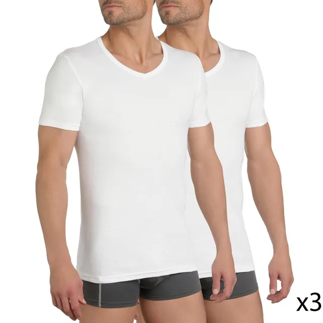 DIM Ecodim T-Shirt Scollo V Uomo Cotone Bianco M x3