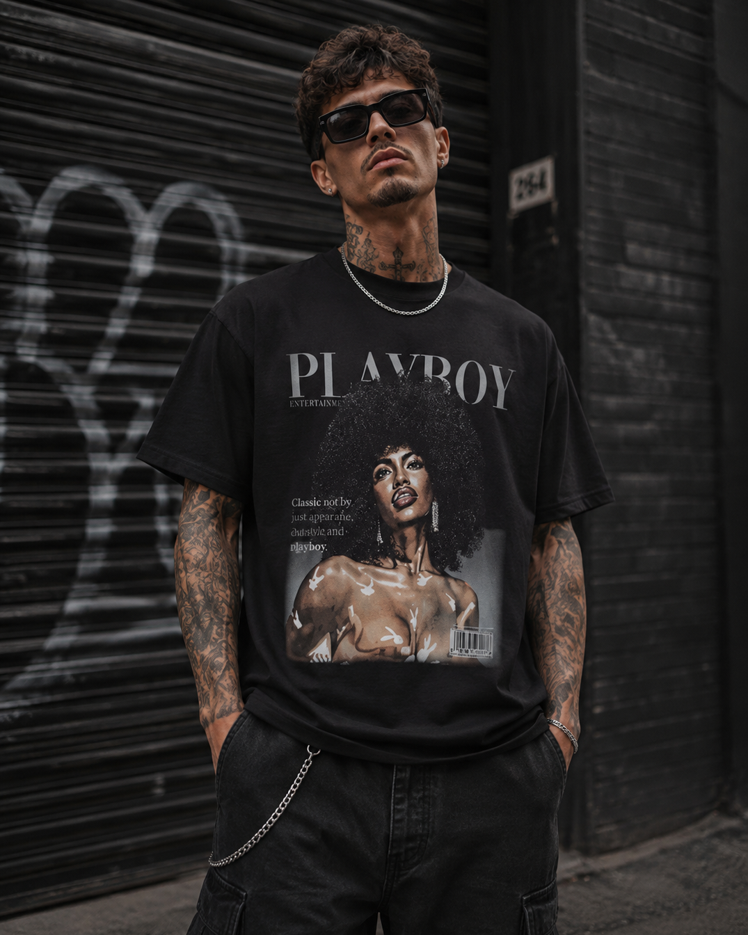 Playboy Class Tee T-Shirt Unisex Cotone Nero