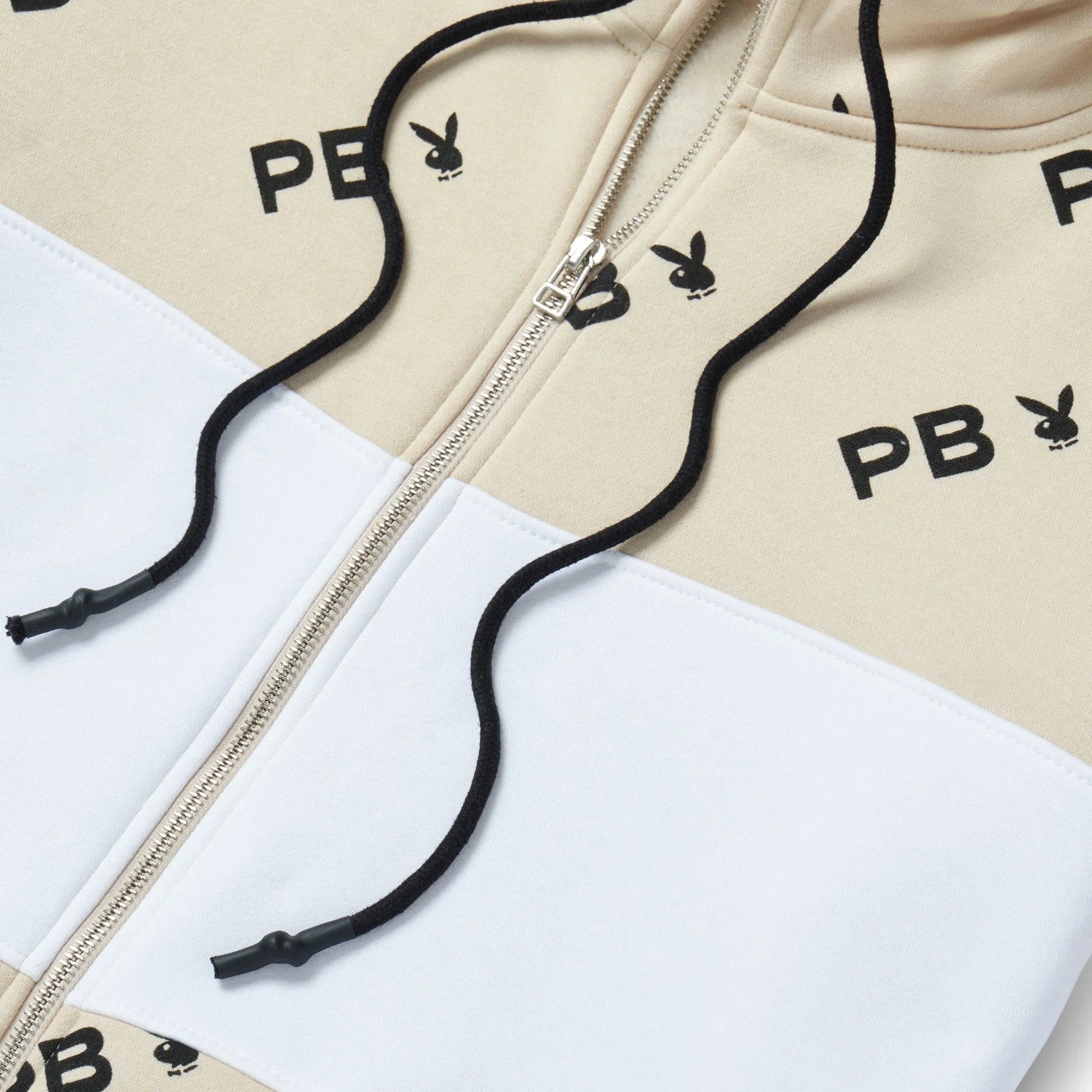 Playboy Color Block felpa zip Stone stampa logo