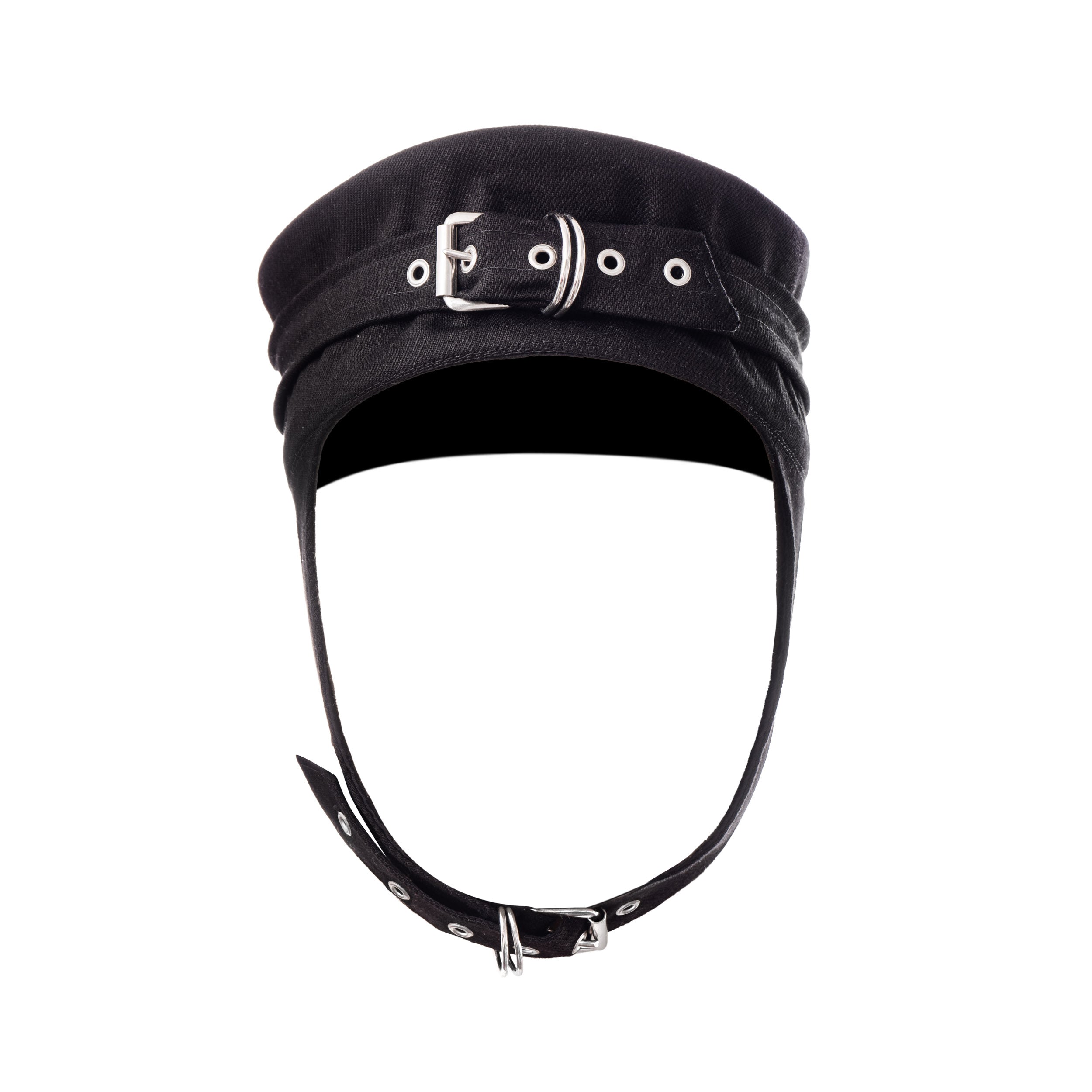 Lorenzo Seghezzi Chinstrap Hat cappello nero denim cotone