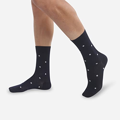 DIM Filo di Scozia Calzini Uomo x1 Blu Pois eleganti