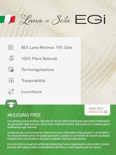 Egi 1443 Maglia Manica Lunga Bianco Termica Lana Seta