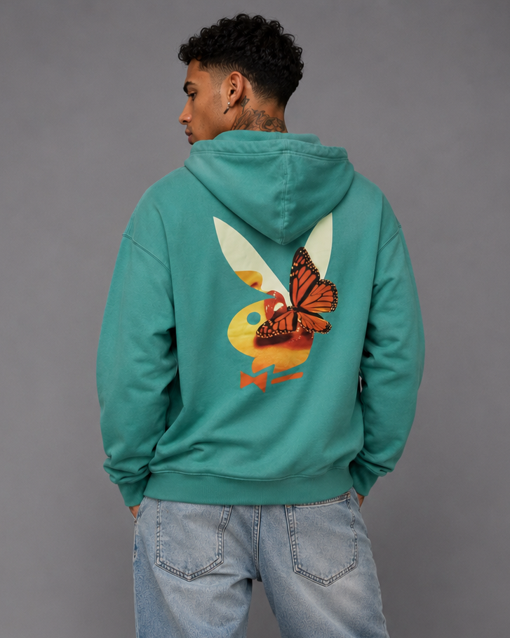 Playboy Dreams felpa cappuccio verde salvia cotone