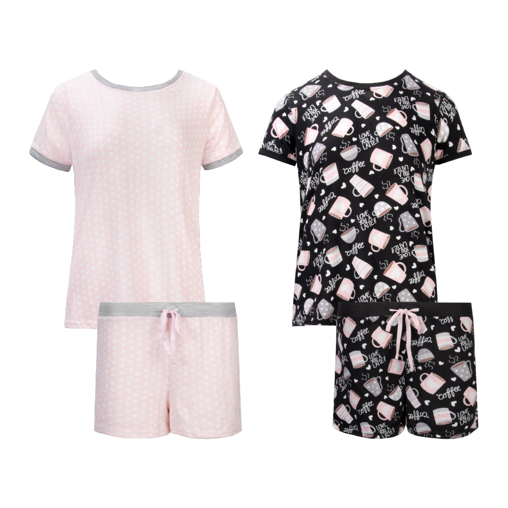 René Rofé Hacci Shorts Set pigiama corto 2 pezzi cuori caffè