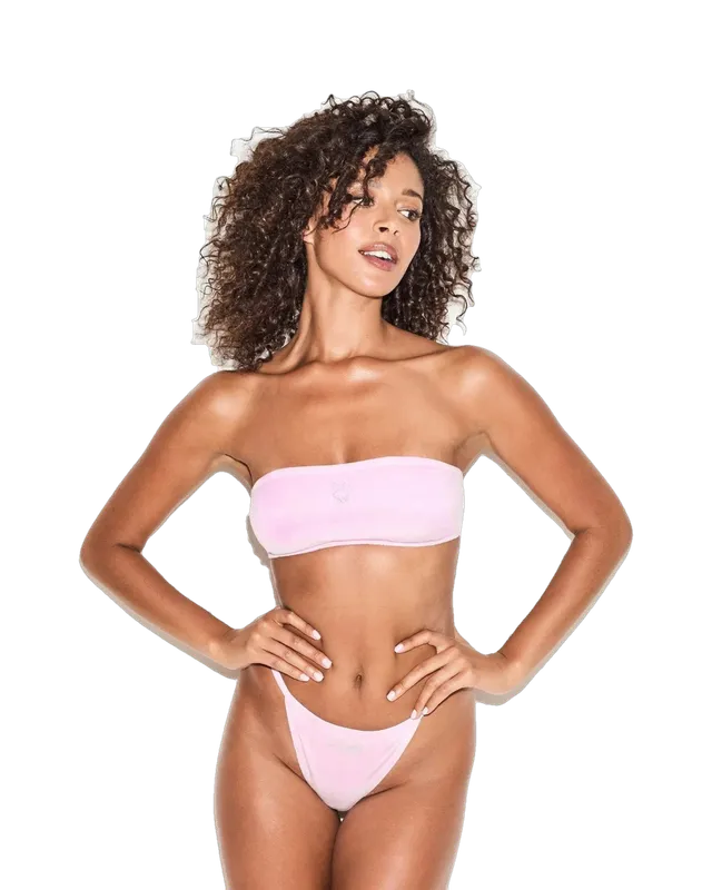 Playboy Velour fascia bandeau rosa chiaro strass