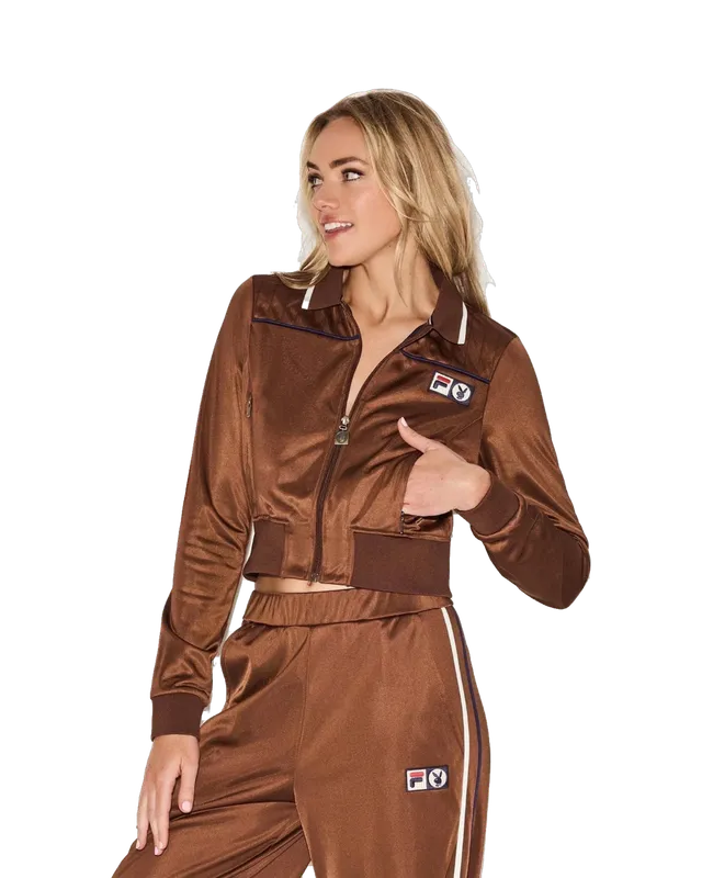 Playboy x FILA Jill giacca zip donna marrone slim