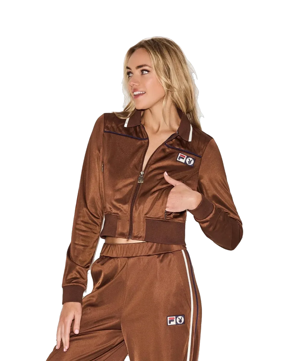 Playboy x FILA Jill giacca zip donna marrone slim