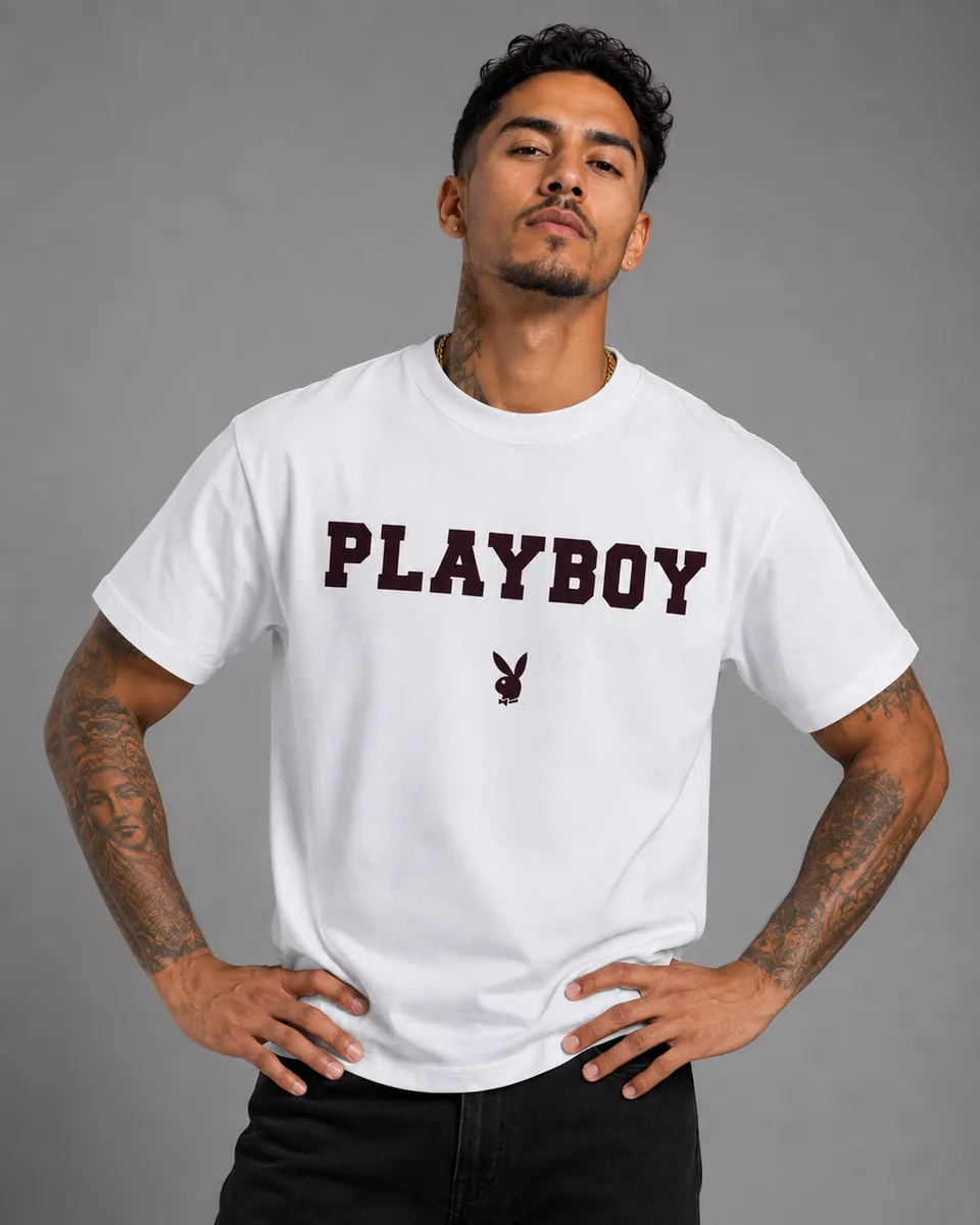 Playboy Bunny Flocking t-shirt bordeaux cotone L