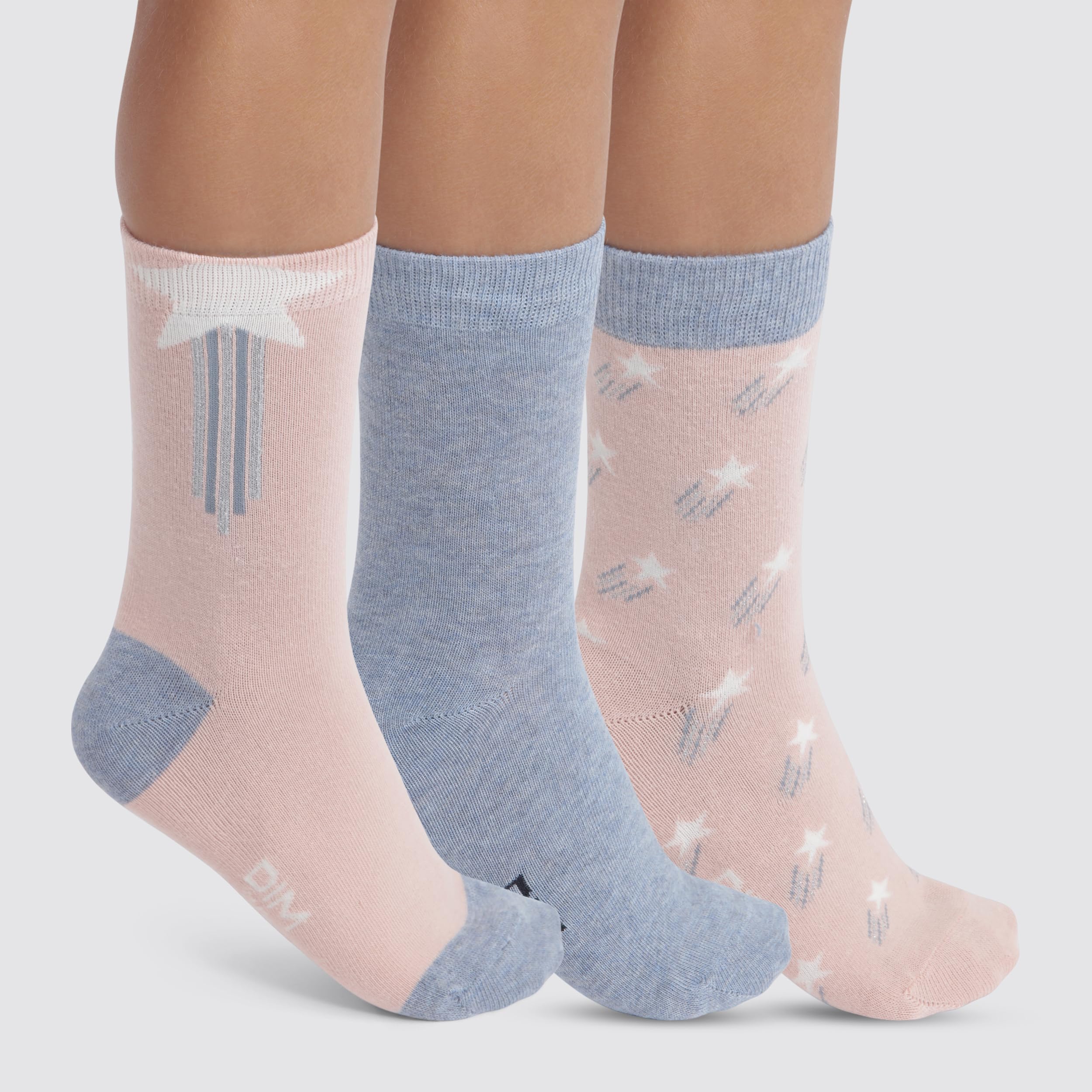DIM Cotton Style Stelle Cadenti calzini bambina 3 paia rosa 27-30