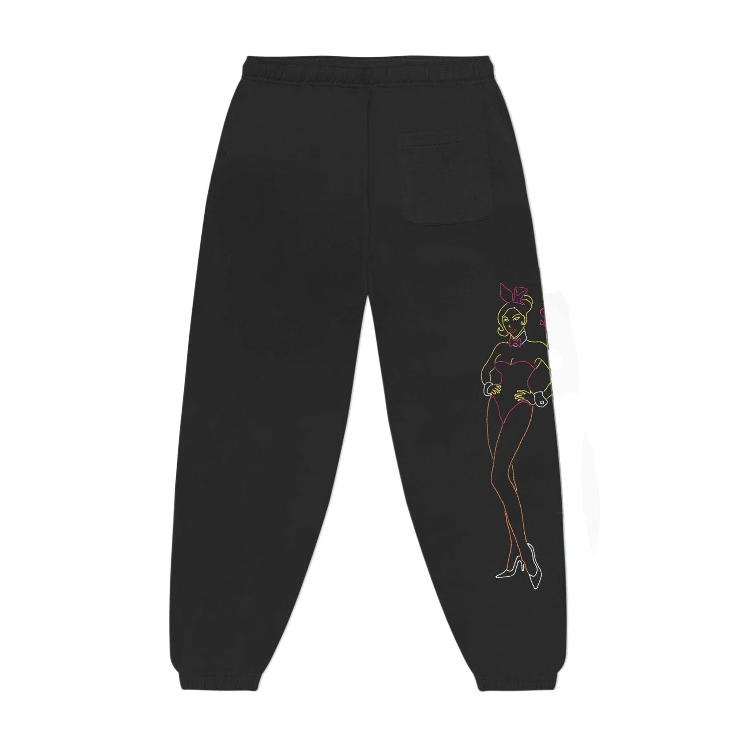 Playboy Bunny Outline pantaloni tuta uomo fleece neri