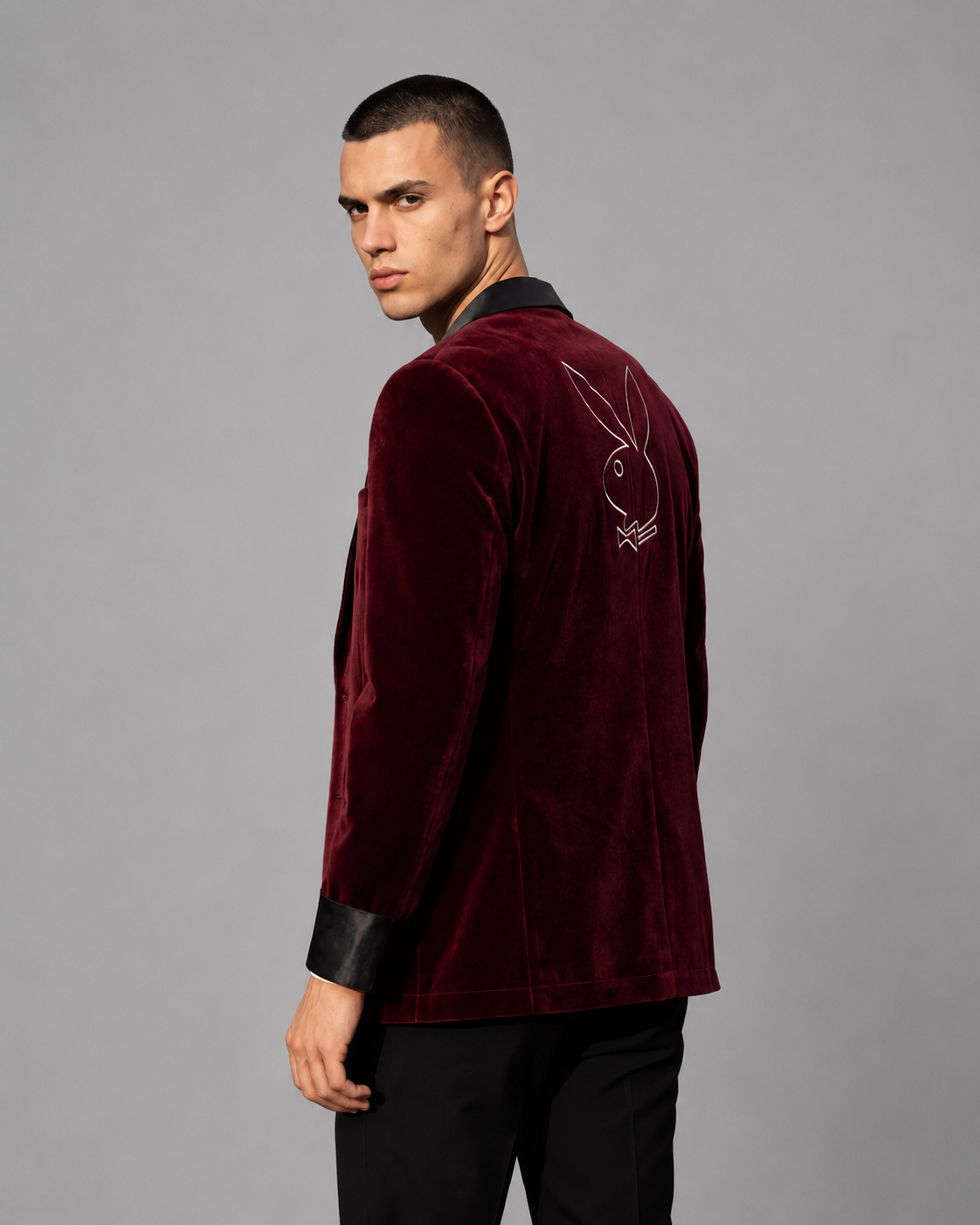Playboy Smoke Lounge Gent giacca costume velluto bordeaux