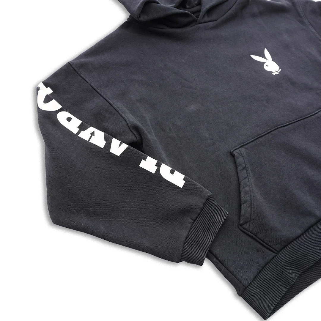 Playboy Wild West felpa cappuccio unisex bianca cotone