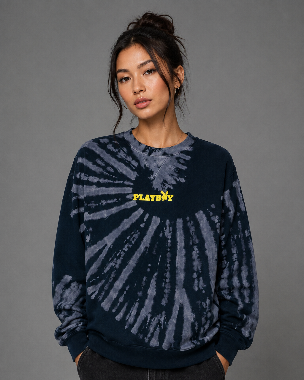 Playboy Au Naturel Tie-Dye felpa girocollo cotone