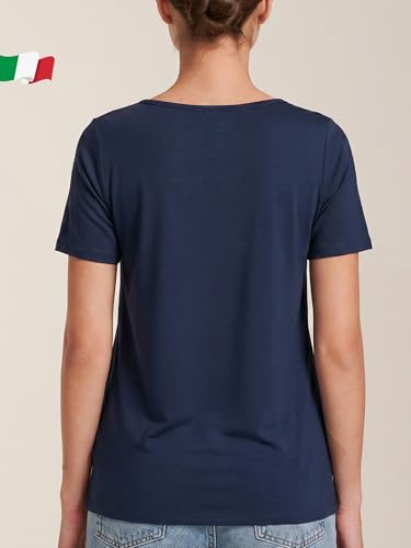 Egi Art. 1785 T-Shirt Donna Viscosa Blu S-M Pizzo Macramè