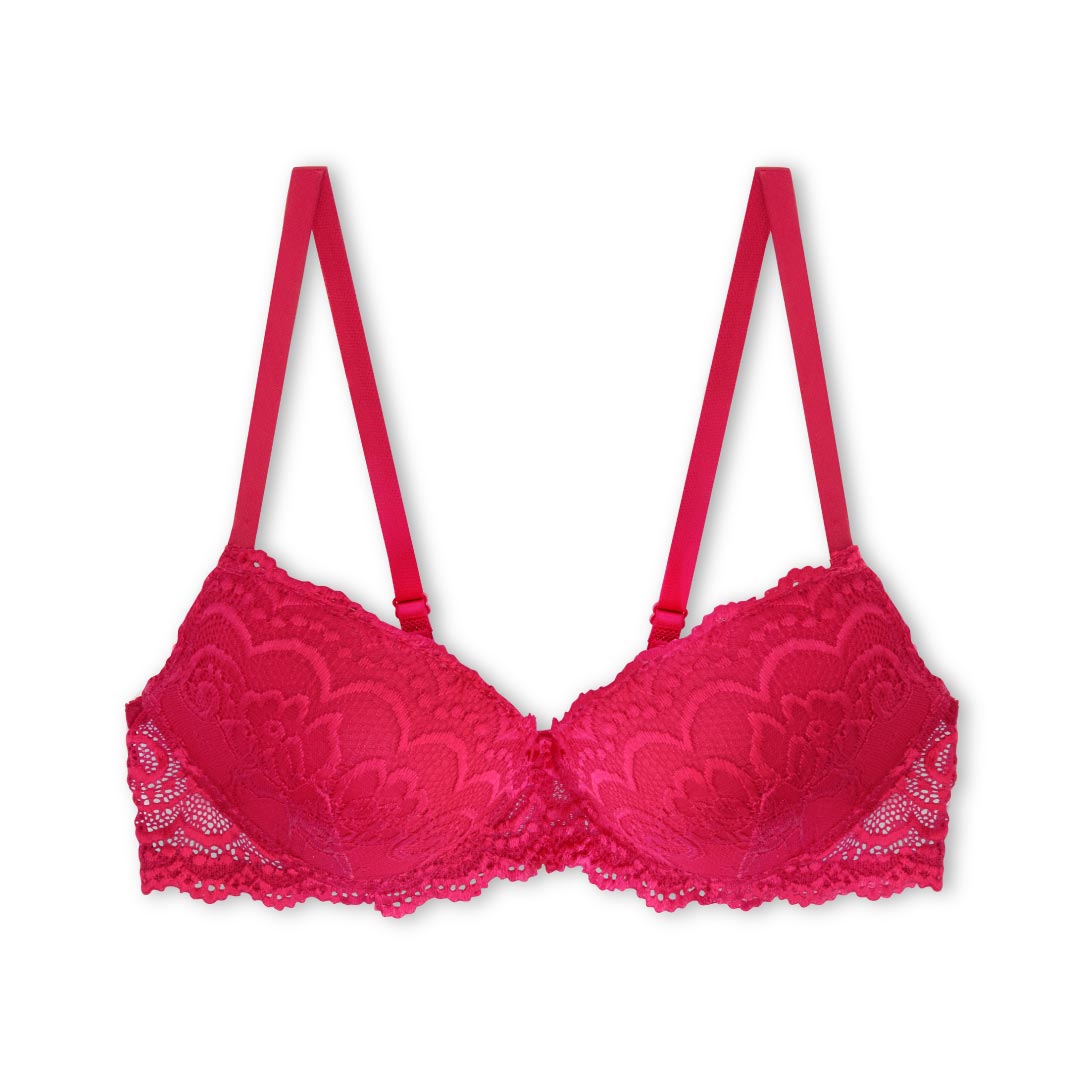 René Rofé Lace Reggiseno pizzo rosso imbottito 34B