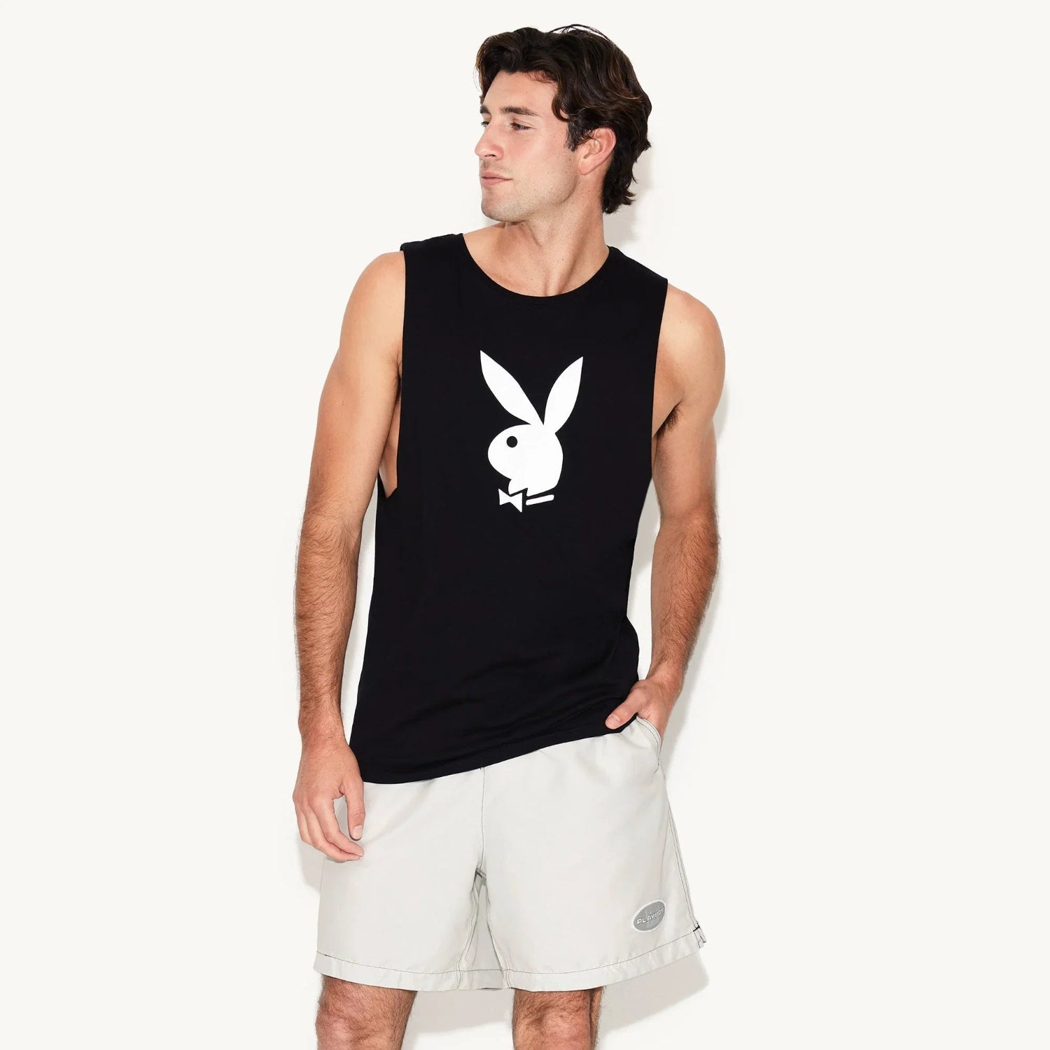 Playboy Rabbit Head canotta cotone bianca leggera