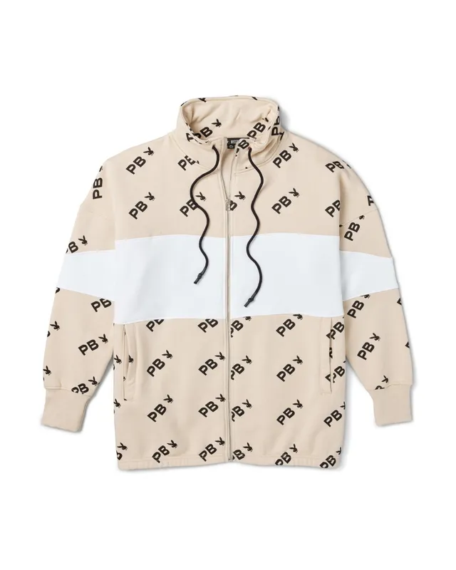 Playboy Color Block felpa zip Stone stampa logo