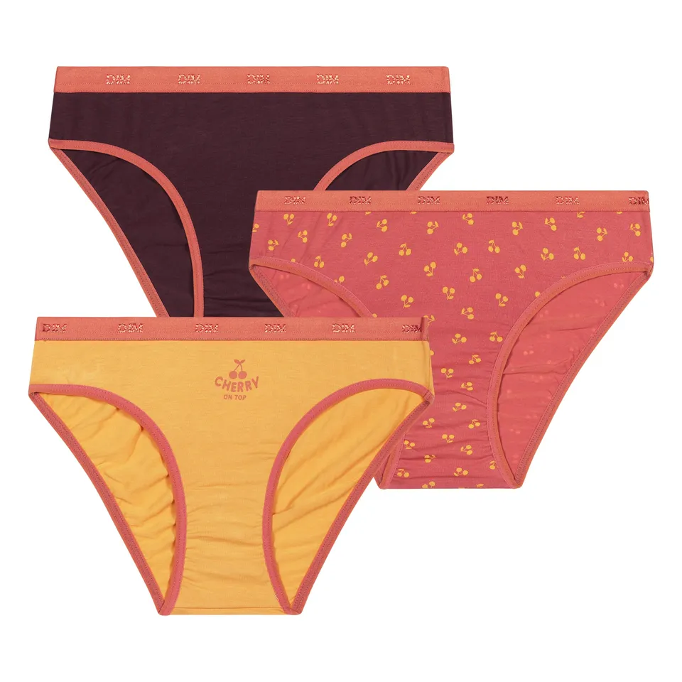 DIM Les Pockets Slip Bambina 10 Anni Marrone x3 Cotone