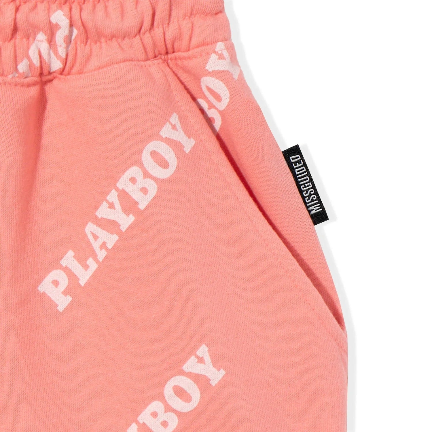 Playboy Masthead Boyfriend Shorts rosa stampa logo