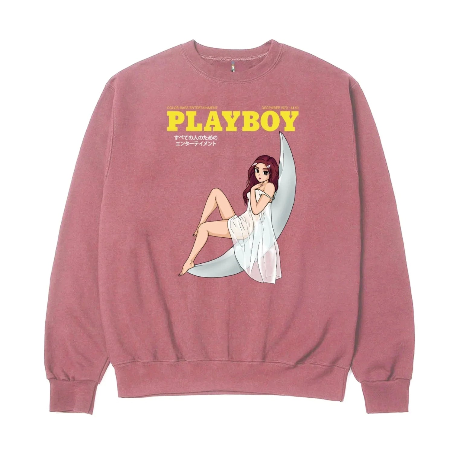 Playboy Tokyo Club Moonlit Crewneck felpa nera unisex