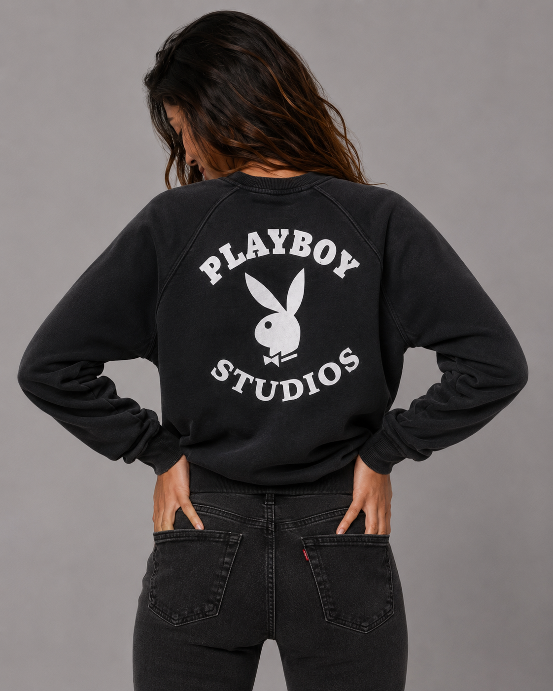 Playboy Studios felpa girocollo bianca unisex cotone