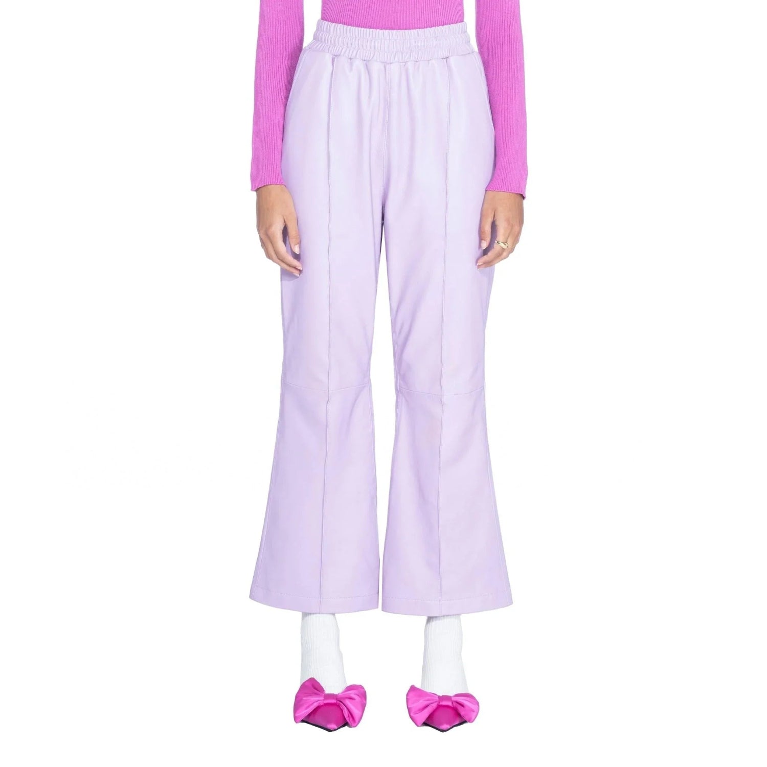 Playboy Leather Flare pantaloni malva nappa S