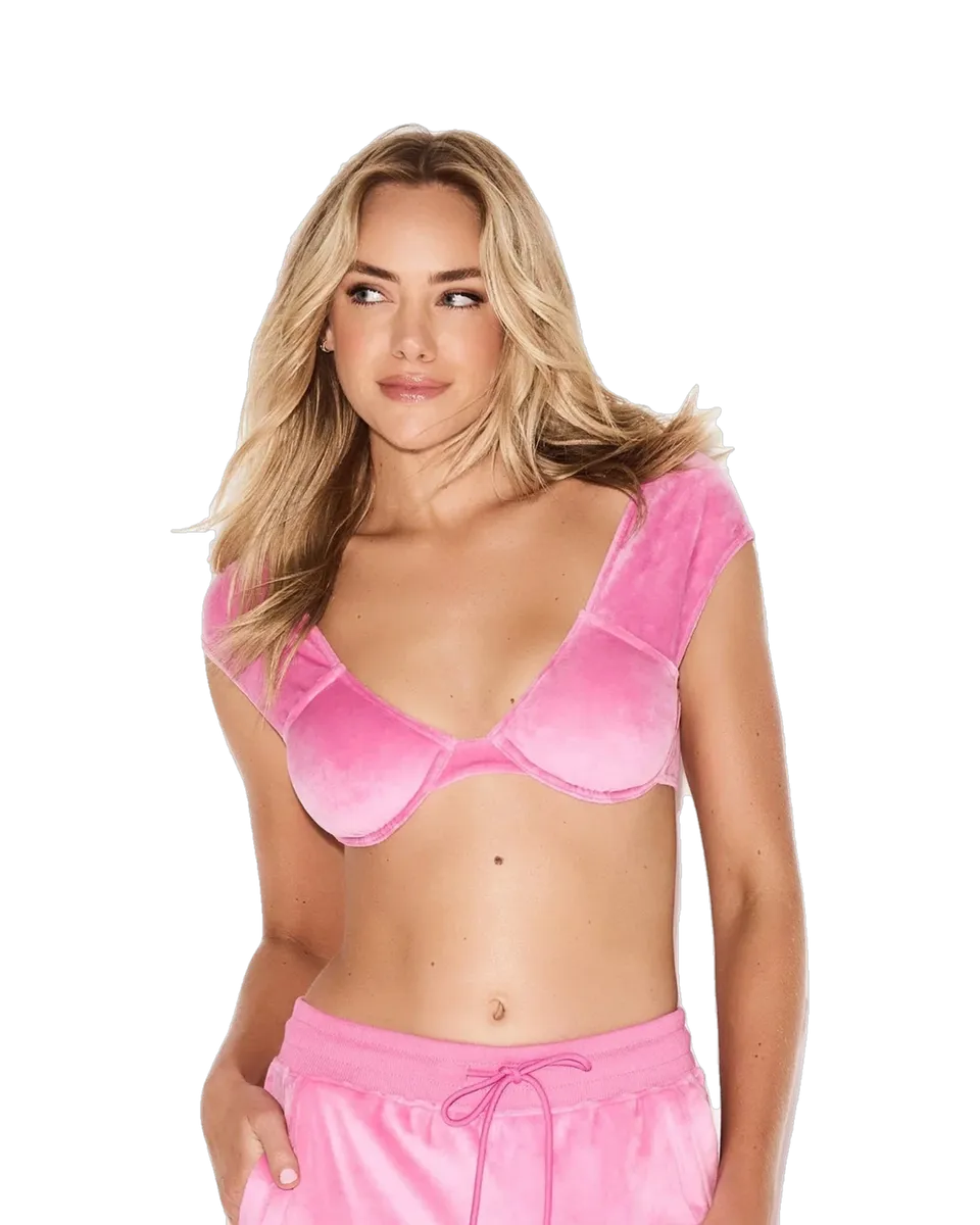 Playboy Velour Underwire Cap Sleeve reggiseno rosa velluto