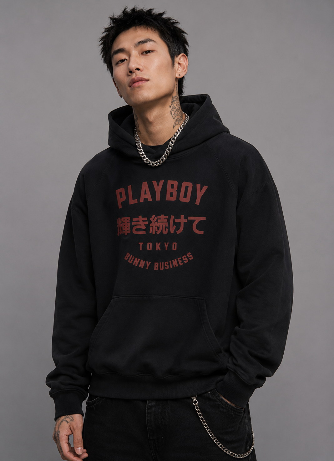 Playboy Tokyo felpa con cappuccio bianca cotone
