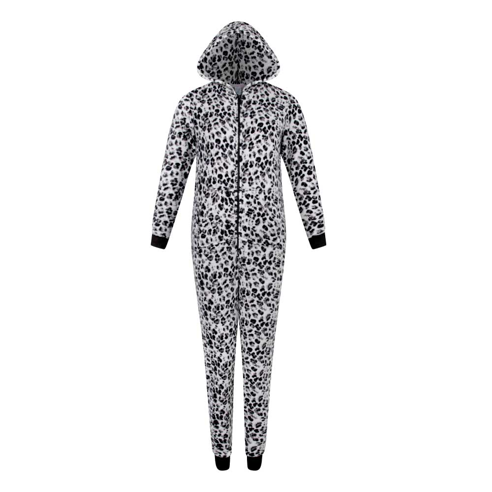 René Rofé Hooded Plush tuta pigiama pile grigia gatti S