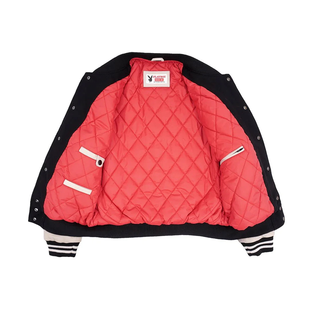 Playboy 53 Premium Varsity giacca nera ecru
