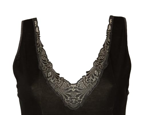 Egi 124SL Camiciola Spalla Larga Donna Nero Pizzo