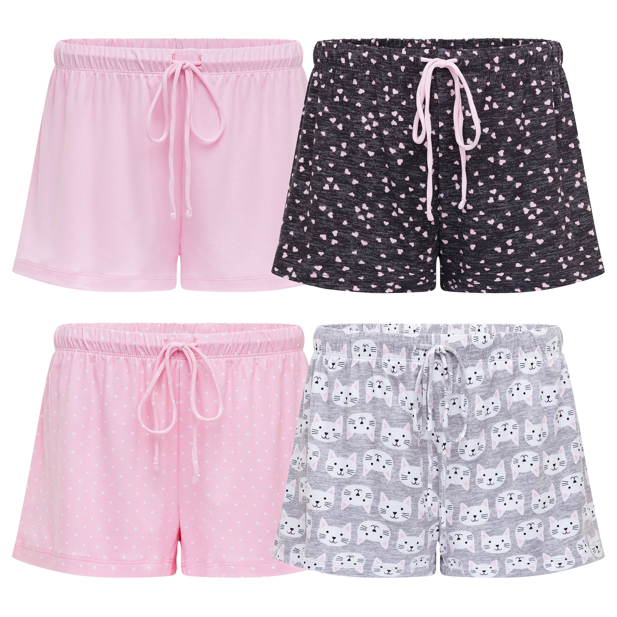 René Rofé Yummy Butter Soft shorts pigiama 4 pezzi nero righe