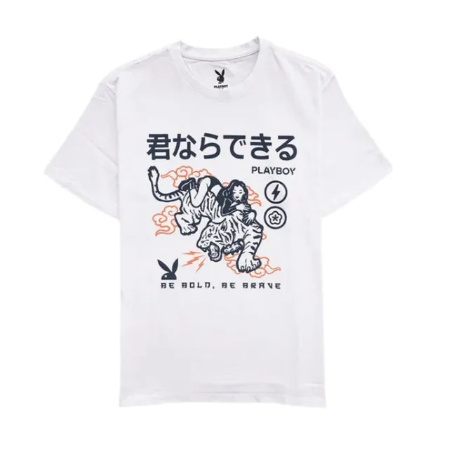 Playboy Be Brave Tee maglietta bianca grafica