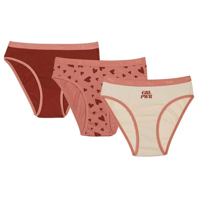 DIM Les Pockets Slip Bambina x3 Cotone Stampa Hearts