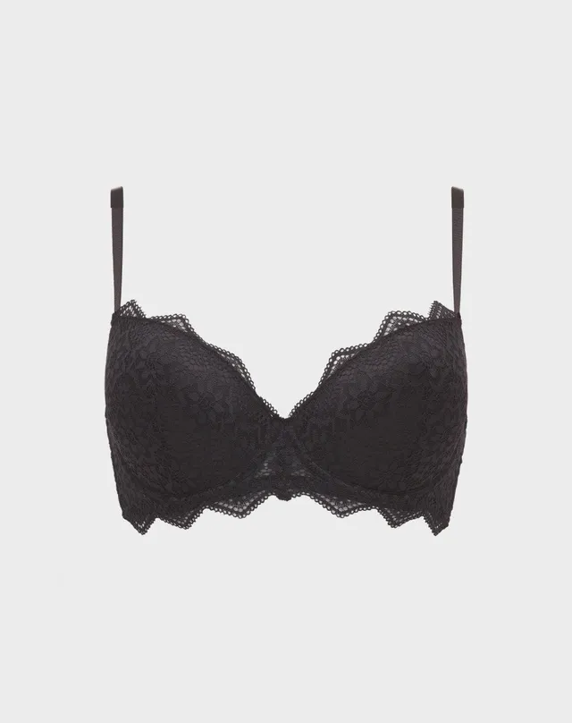 René Rofé Lace Push Up reggiseno pizzo 2 pezzi nero rosso
