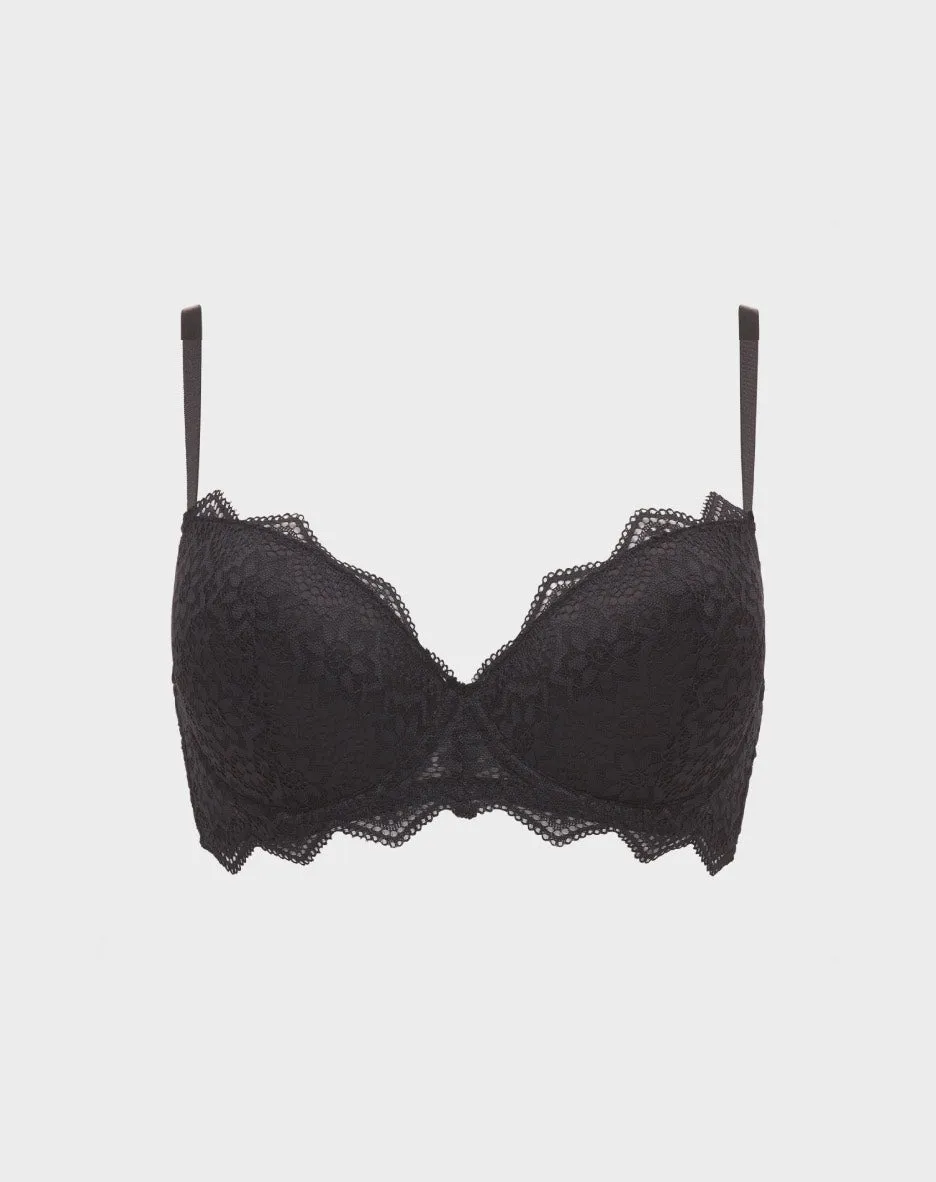 René Rofé Lace Push Up reggiseno pizzo 2 pezzi nero rosso