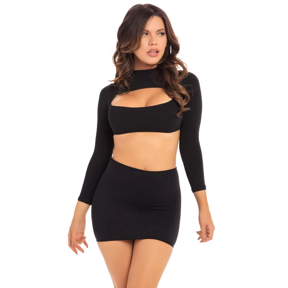 René Rofé Stop & Stare set intimo 2 pezzi nero S/M scollato