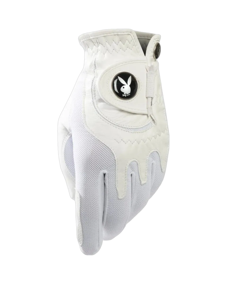 Playboy Golf guanto pelle cabretta bianco touchscreen