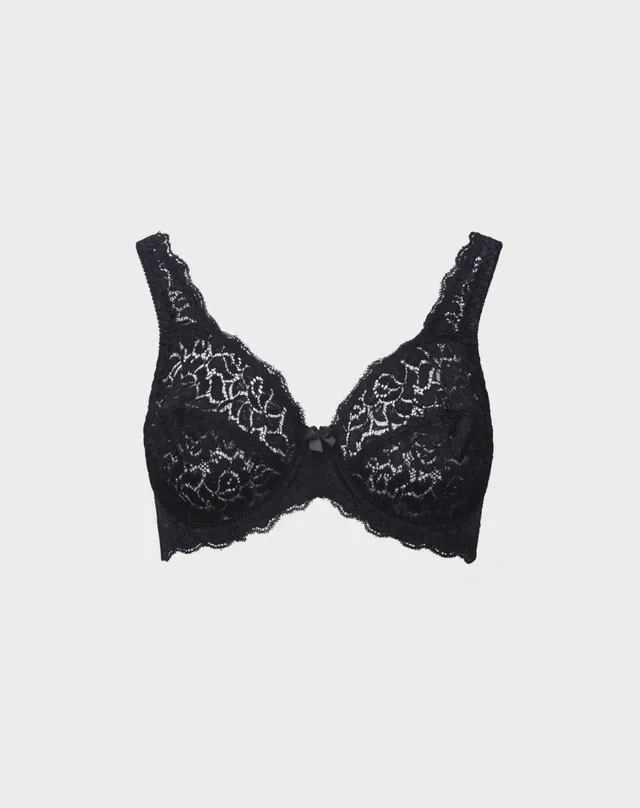 René Rofé Stretch Lace Reggiseno Non Imbottito 2 Pezzi 36B Nero