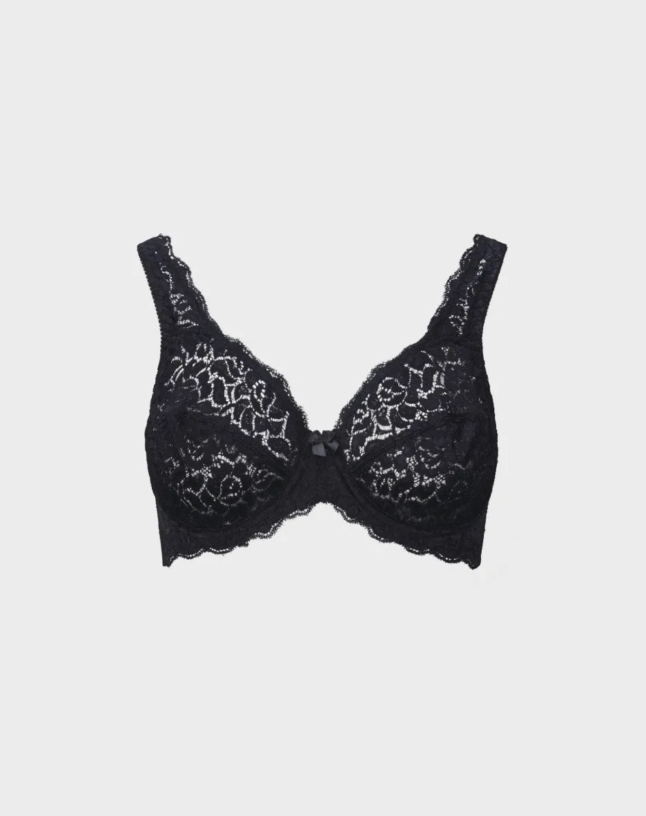 René Rofé Stretch Lace Reggiseno Non Imbottito 2 Pezzi 36B Nero