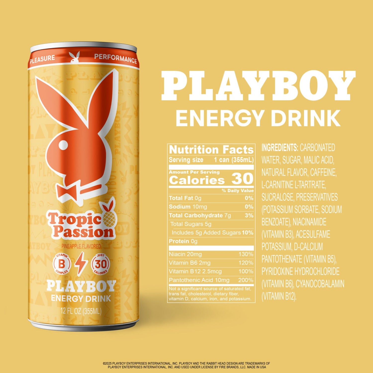 Playboy Tropic Passion energy drink ananas 12 lattine 200 mg