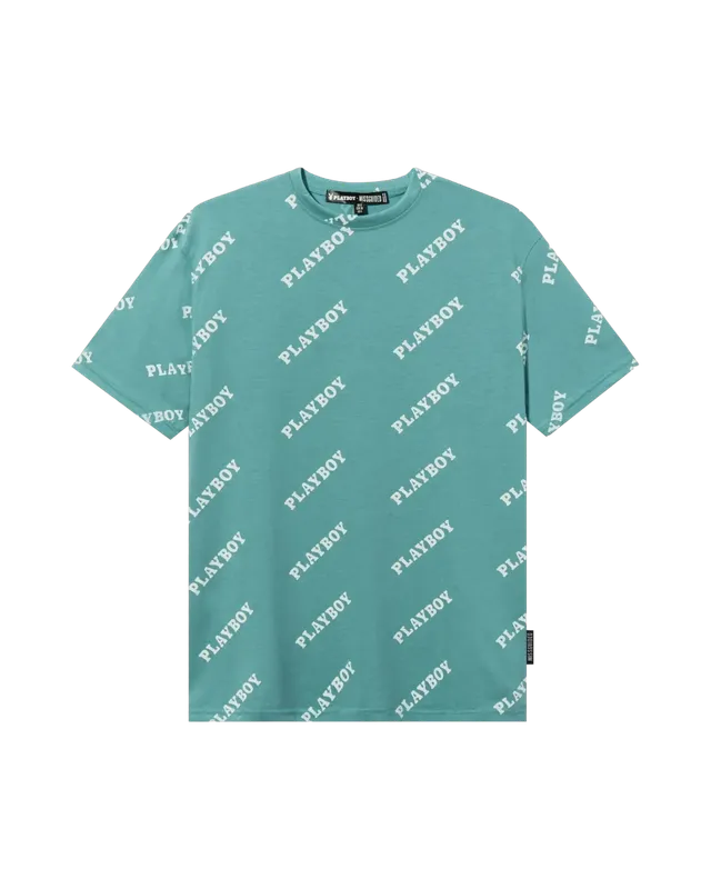 Playboy Masthead t-shirt oversize blu scritta logo