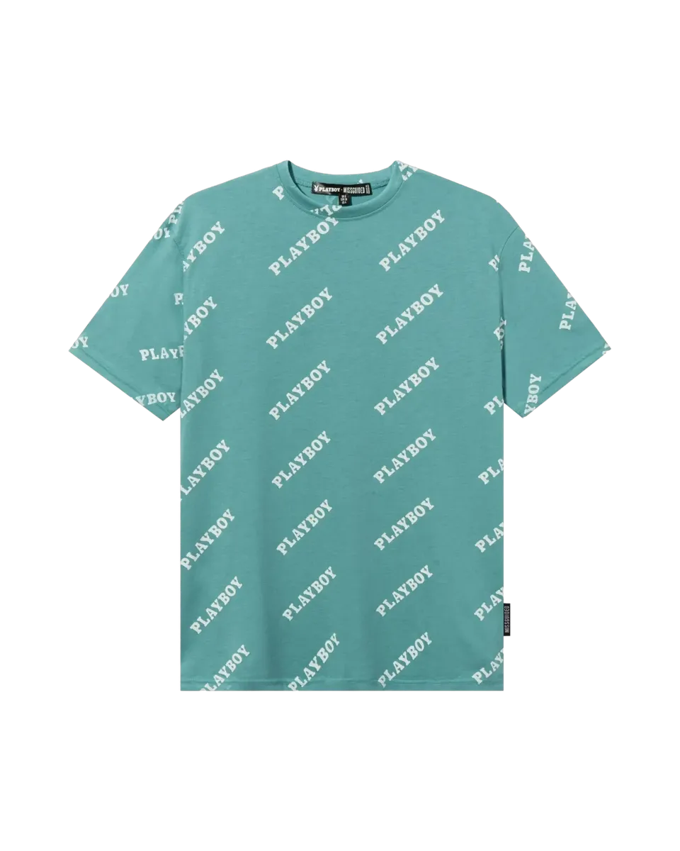 Playboy Masthead t-shirt oversize blu scritta logo