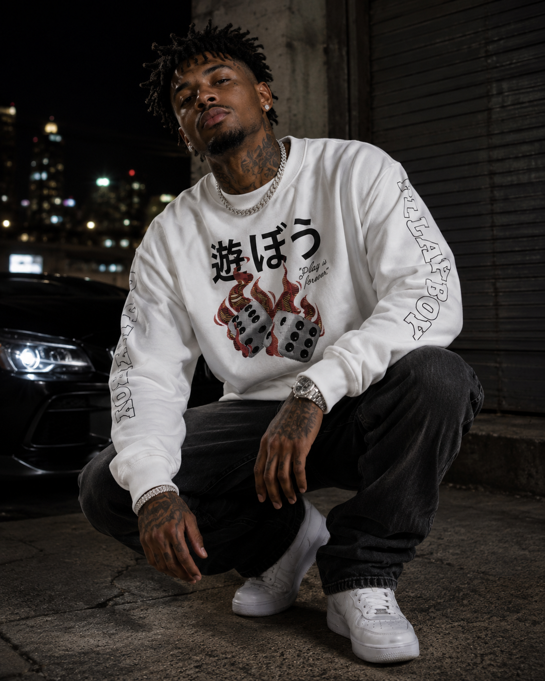 Playboy Dice Sweatshirt felpa bianca dadi
