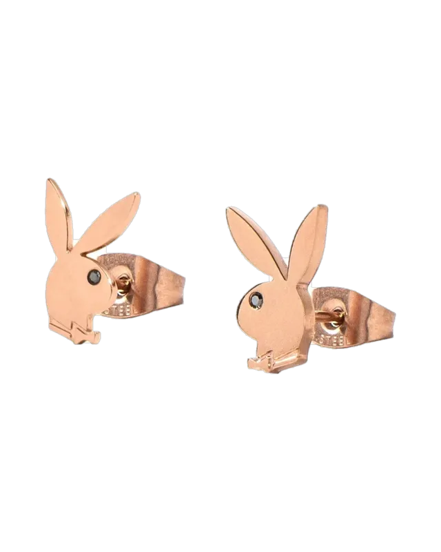 Playboy Rabbit Head orecchini punto luce oro rosa coppia