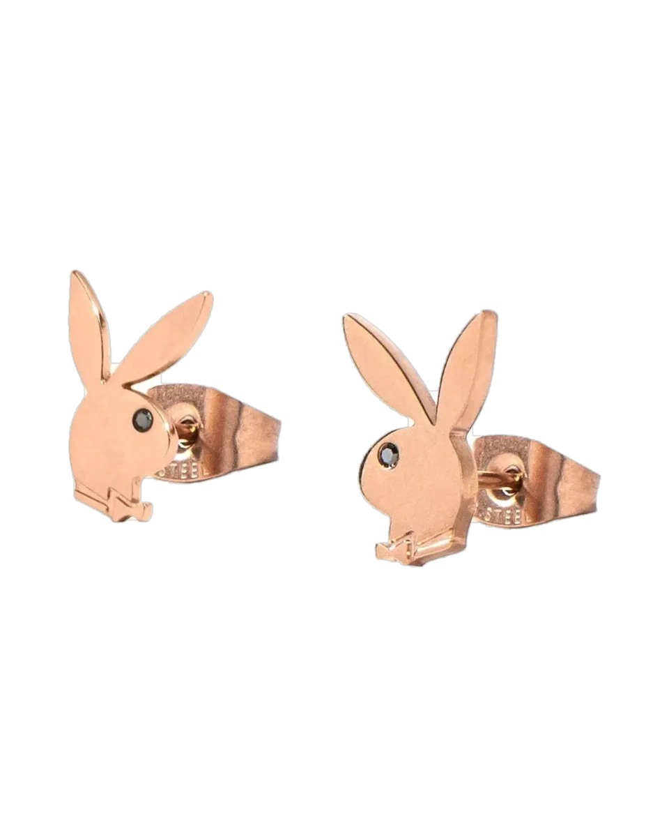 Playboy Rabbit Head orecchini punto luce oro rosa coppia