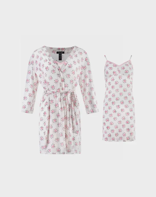 René Rofé Robe and Chemise sottoveste con vestaglia fantasia