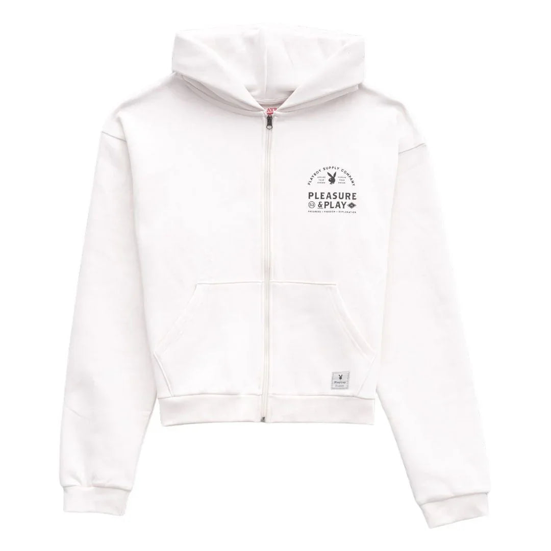 Playboy Play PB Zip Up felpa con cappuccio nero cotone